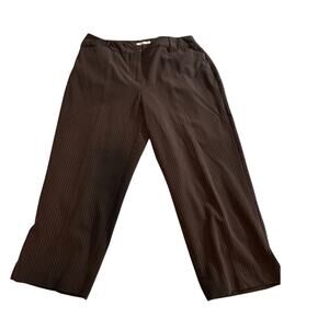 Emma James Pinstripe Dress Pants Size 14 Brown Stretch Straight Leg Career